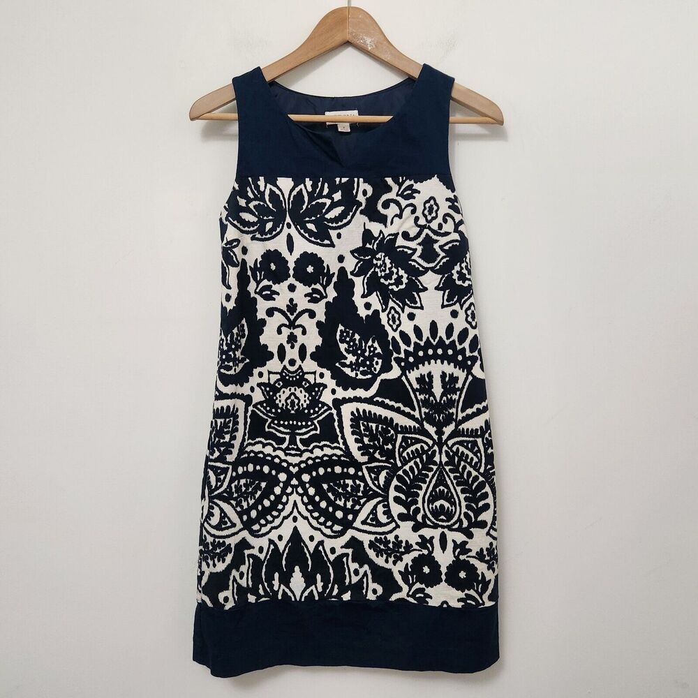 MERONA Women's Navy Blue Floral Sleeveless Canvas Short Mini Dress Size 2